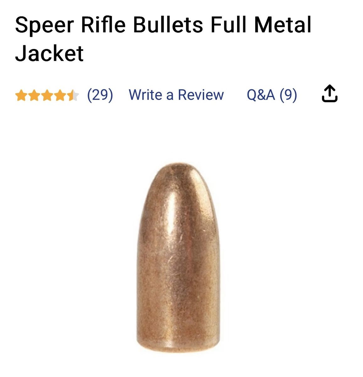 Speer 30 Cal 110 grain Rifle Bullets Full Metal Jacket