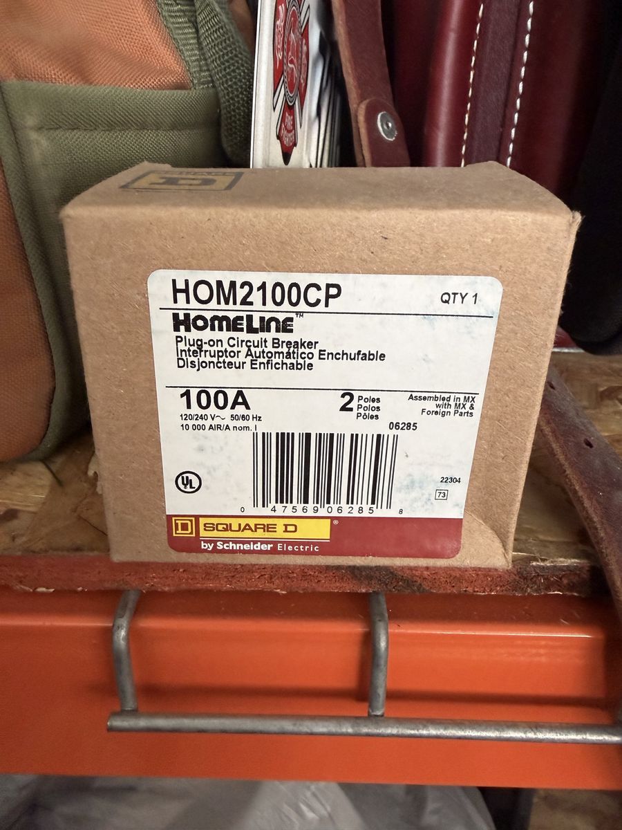 Square D Homeline HOM2100CP 100A 2-Pole Plug-on Circuit Breaker
