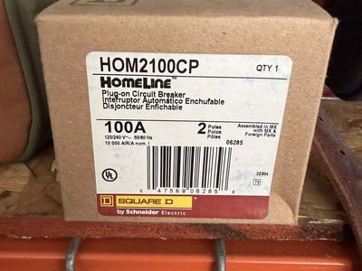 Square D Homeline HOM2100CP 100A 2-Pole Plug-on Circuit Breaker