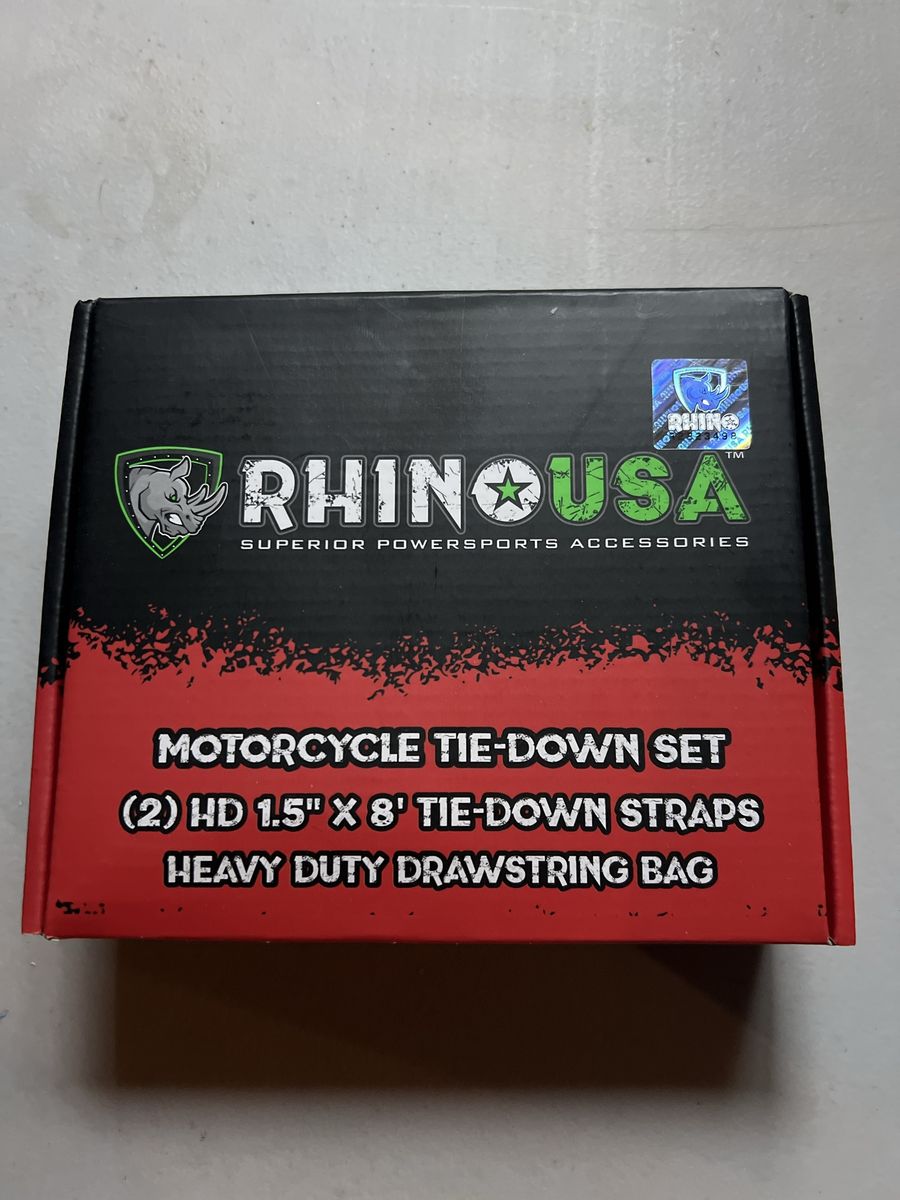 Rhino USA Motorcycle Tie-Down Set (2) HD 1.5" x 8' Cam Buckle Straps with Bag 2200lb Break Strength