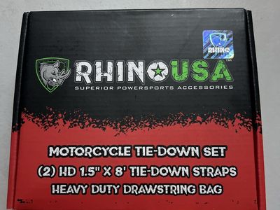 Rhino USA Motorcycle Tie-Down Set (2) HD 1.5" x 8' Cam Buckle Straps with Bag 2200lb Break Strength