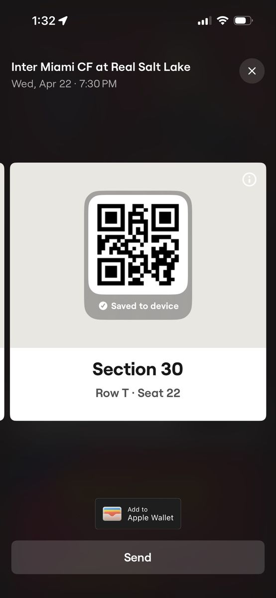 Real Salt Lake Vs Miami 4/22 @ 7:30pm