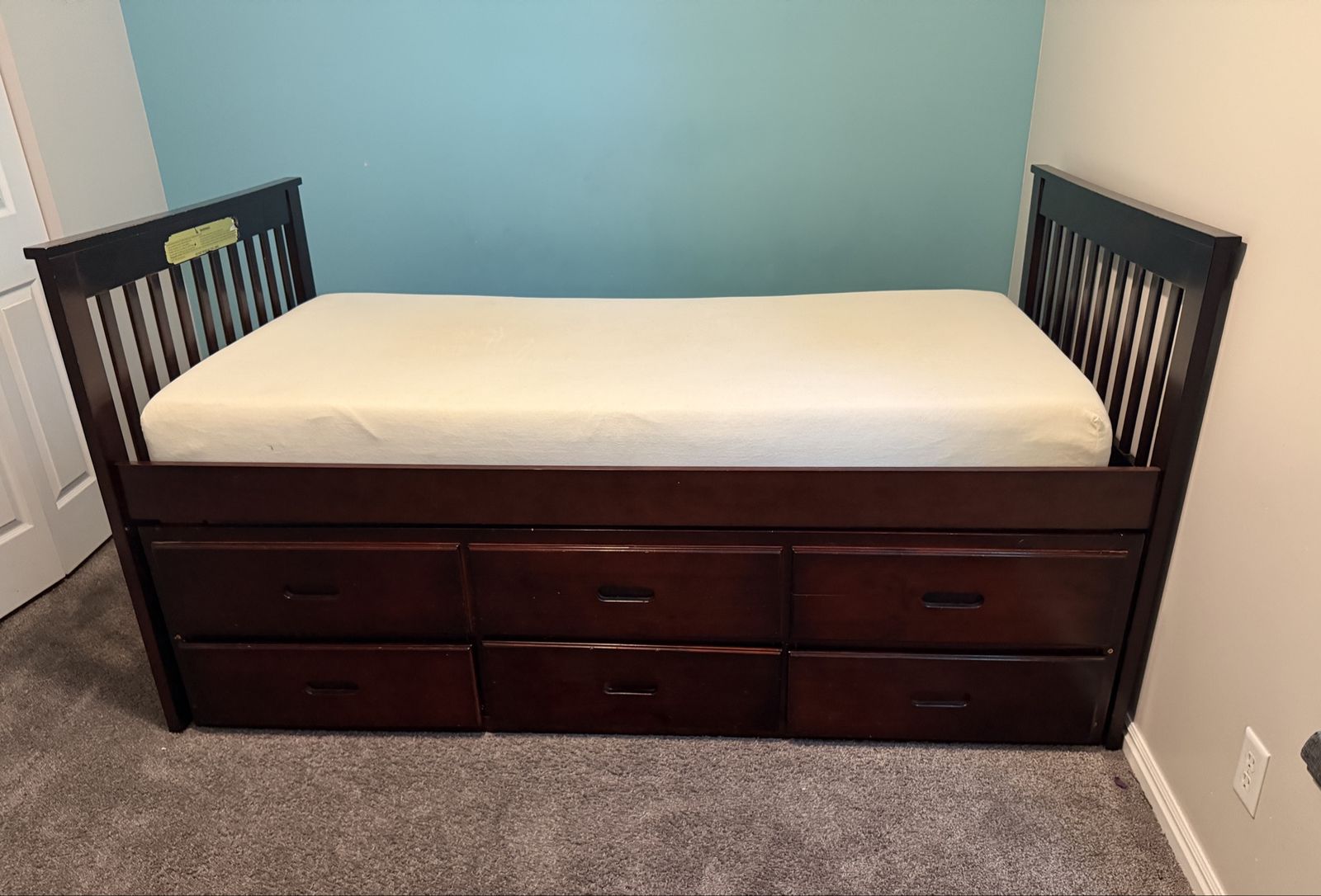 Cherry Finish Captain's Bed w/ Trundle & 3 Drawers - Mattresses Included