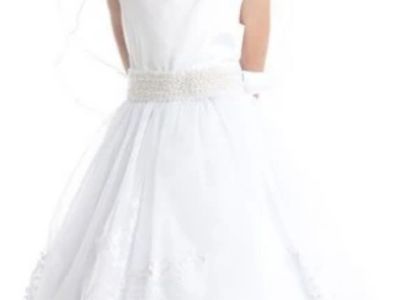 Girls Beautiful White Dress Flower Girl, Baptism, First Holy Communion