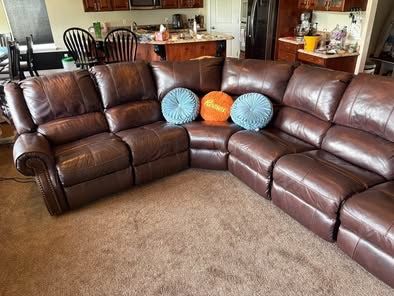 Brown leather couch