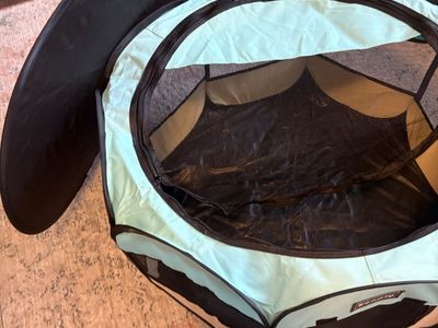 Zenvoy Portable Pop-Up Pet Playpen - Light Blue and Black Mesh