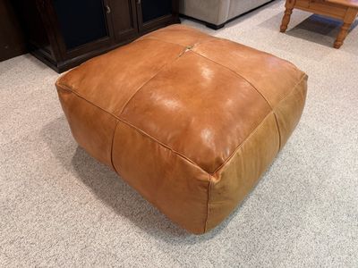Tan leather ottoman