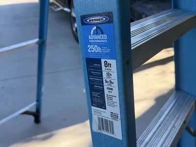 Werner FS108 8ft Fiberglass Type 1 250lb Extension Ladder.CASH ONLY!