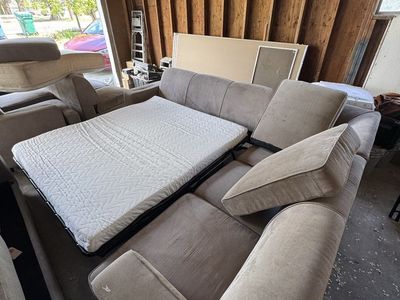 Pull out L-shaped sofa couch + mattress