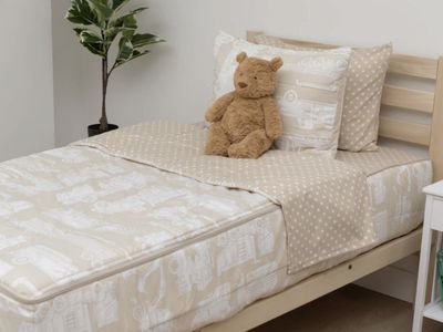Twin Size Mack Beddys Bedding. Neutral Truck and Star Print Bedding Set with Zippered Comforter