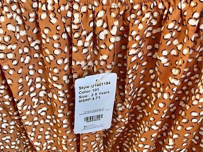 NEW! Adorable Susan Betro Brown Print Top- W/Swoop Neck Line + Smocking At Waist. SZ 2X Tag $71 -C PICS