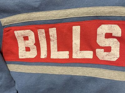Buffalo Bills NFL Cotton Crewneck Sweatshirt - Blue, Red & Gray Stripe, Size Medium