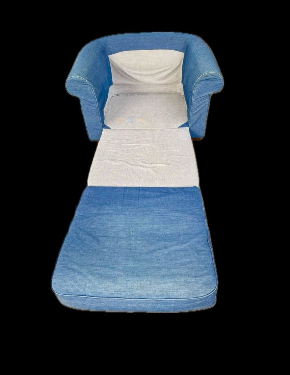 Blue Denim Convertible Sleeper Chair Pull Out