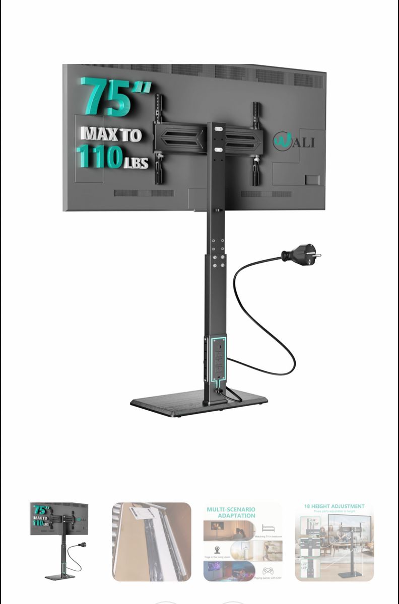 Portable tv stand with outlets