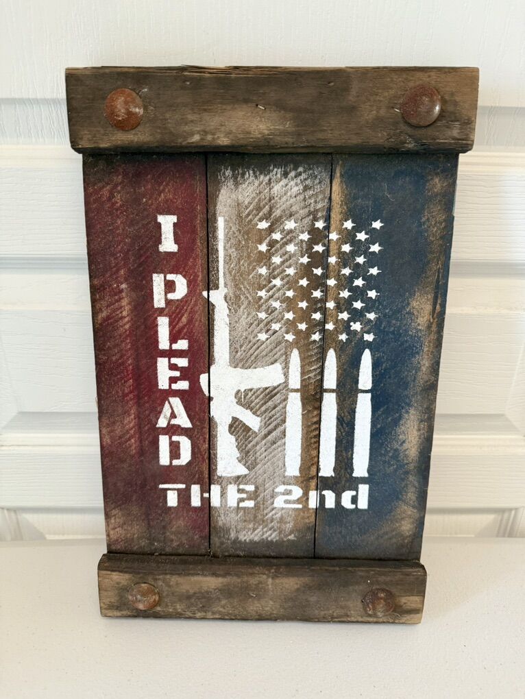 Hand-Made I Plead The 2nd Wood Picture Decor