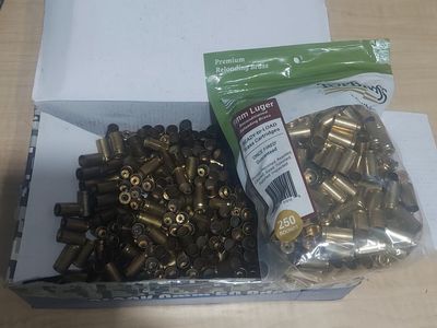 9mm Once Fired Brass Cases Qty 500+