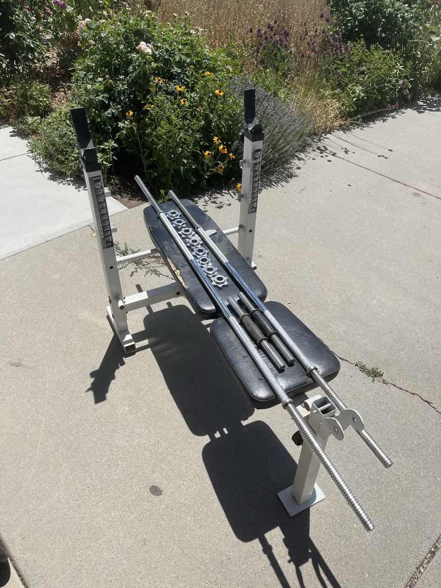 Powerhouse Bench + Standard Weight Bars — $50 OBO