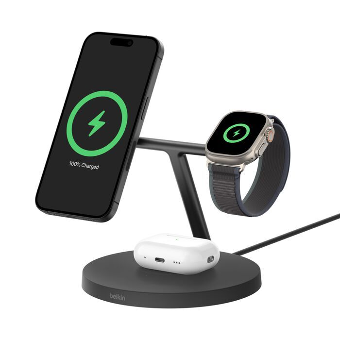 Belkin BoostCharge Pro 3-in-1 Wireless Charging Stand with Qi2 15W