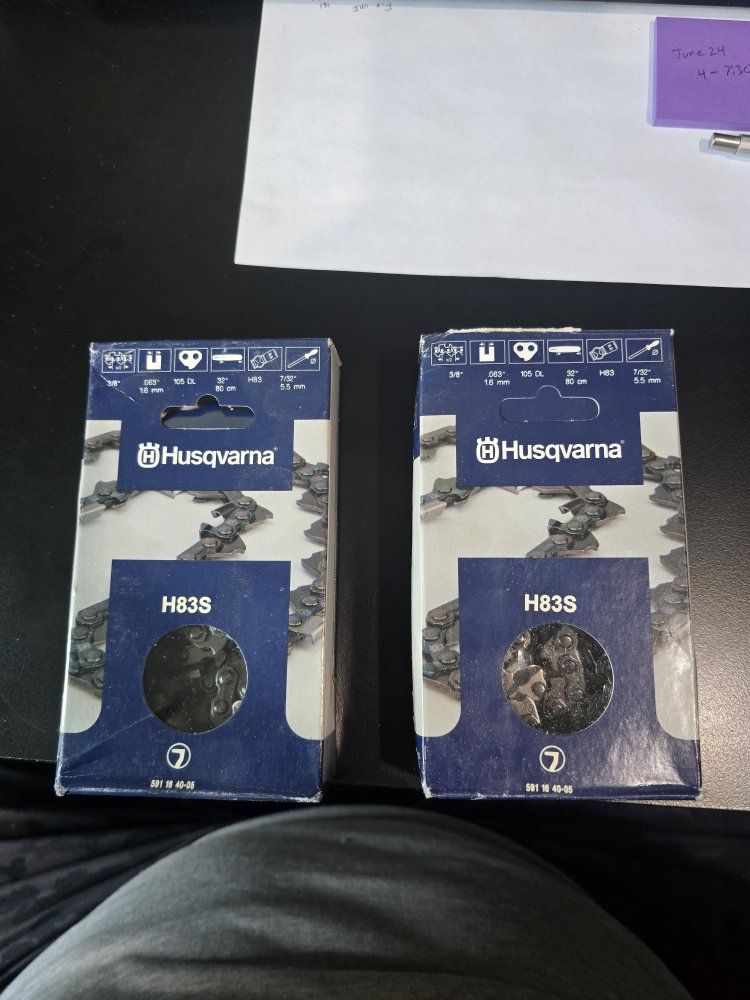 Husqvarna 32in chain. H83S .063" 105DL 3/8" Chainsaw Chains - New (Pair)