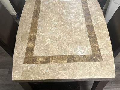 Faux Marble Dining Table with 6 Faux Leather Chairs Set