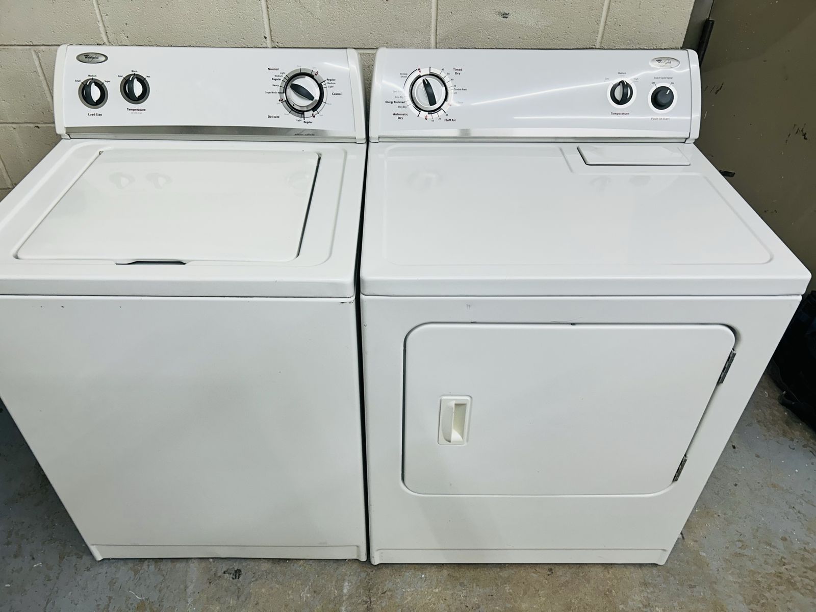Super heavy duty whirlpool washer and dryer