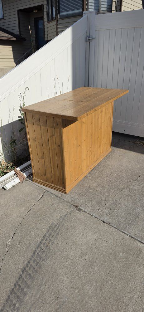 Wooden Bar Height Cabinet with Storage Shelves
