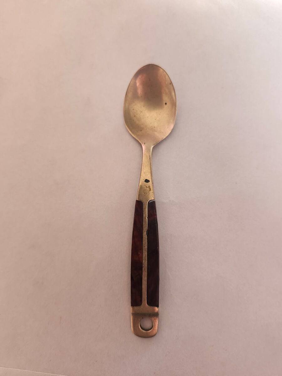 Vintage Brass & Wood Serving Spoon – Made in Thailand