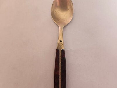 Vintage Brass & Wood Serving Spoon – Made in Thailand