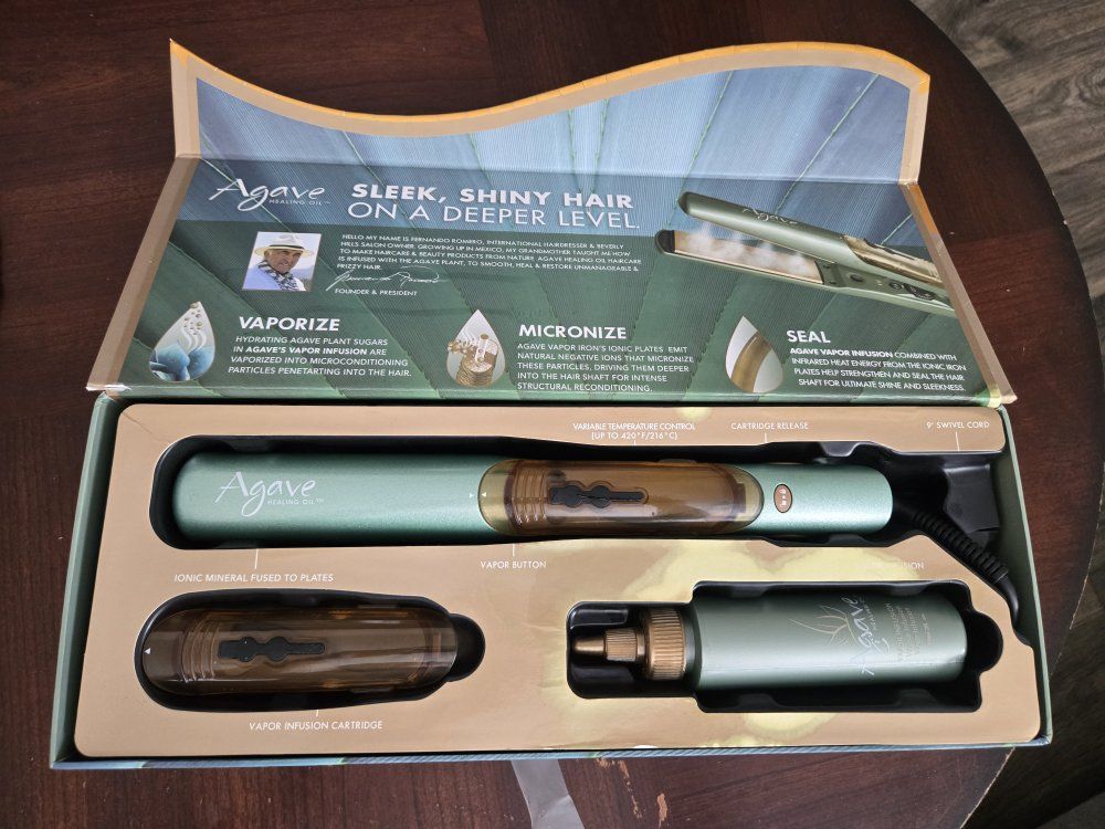 Agave Healing Oil 1.25" Healing Vapor Iron - Ionic Mineral Fused Plates, Vapor Infusion