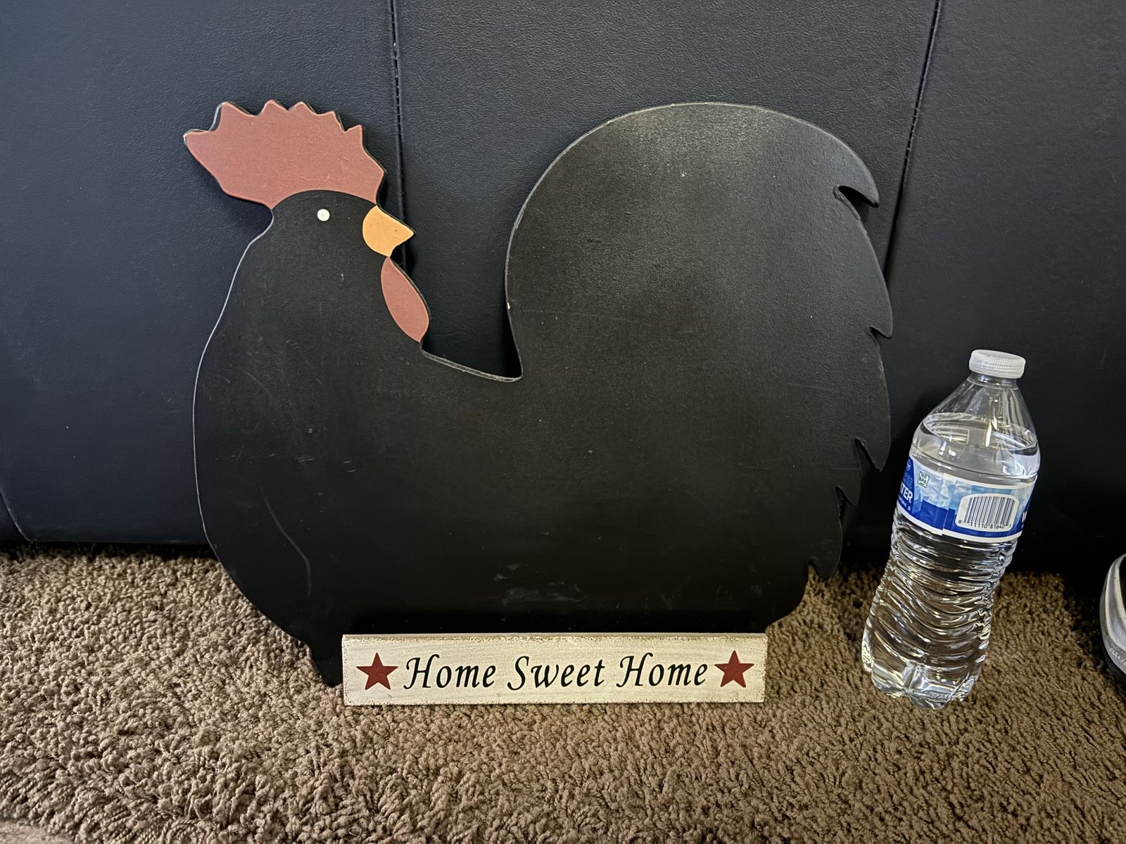 Chalkboard Black Rooster "Home Sweet Home" Wooden Wall Decor Sign