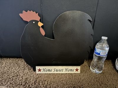 Chalkboard Black Rooster "Home Sweet Home" Wooden Wall Decor Sign
