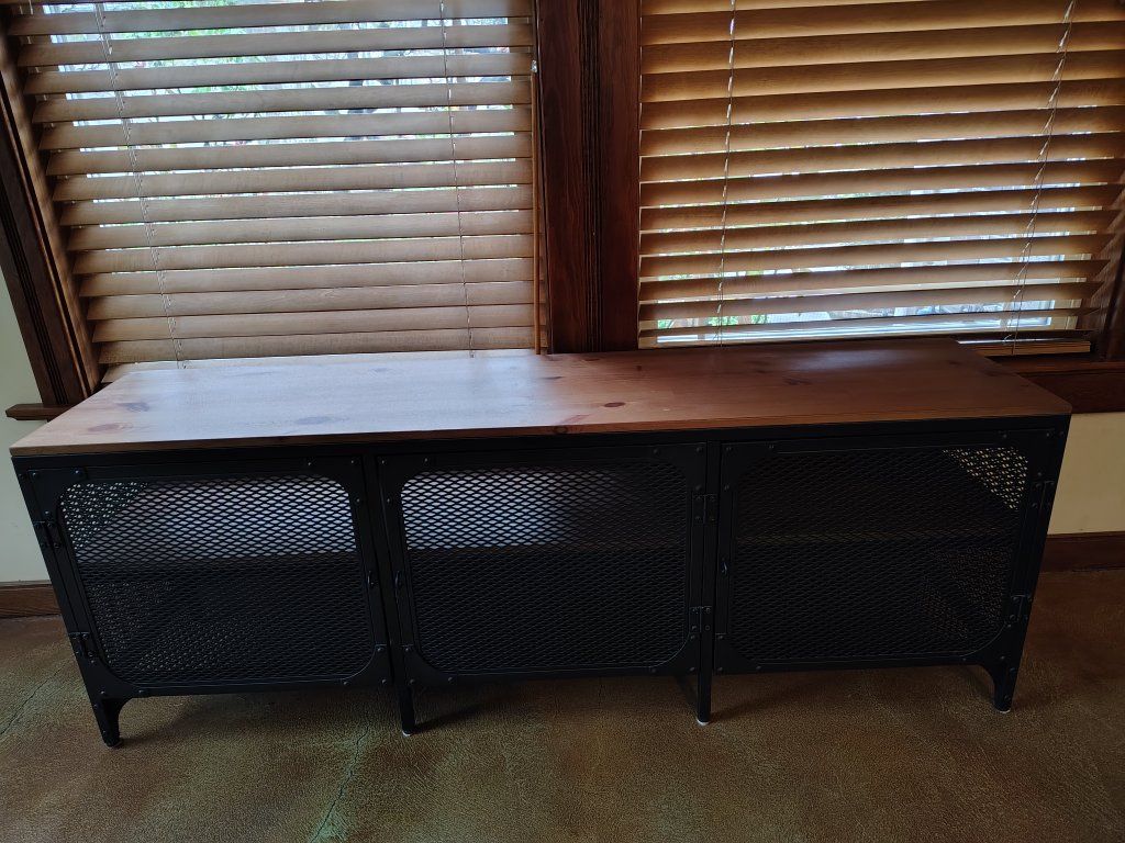 Bench with shoe storage (wood and metal) - $60 OBO