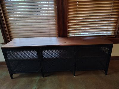 Bench with shoe storage (wood and metal) - $60 OBO