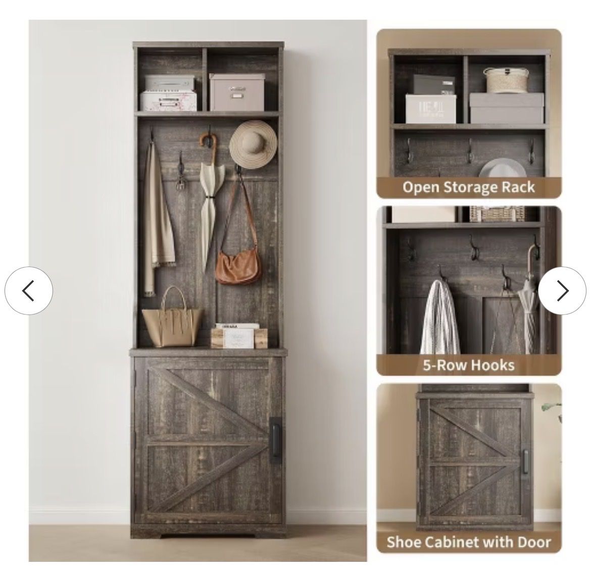 New Farmhouse Narrow Coat Rack with shoe Storage