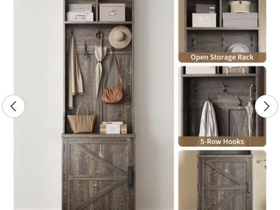 New Farmhouse Narrow Coat Rack with shoe Storage