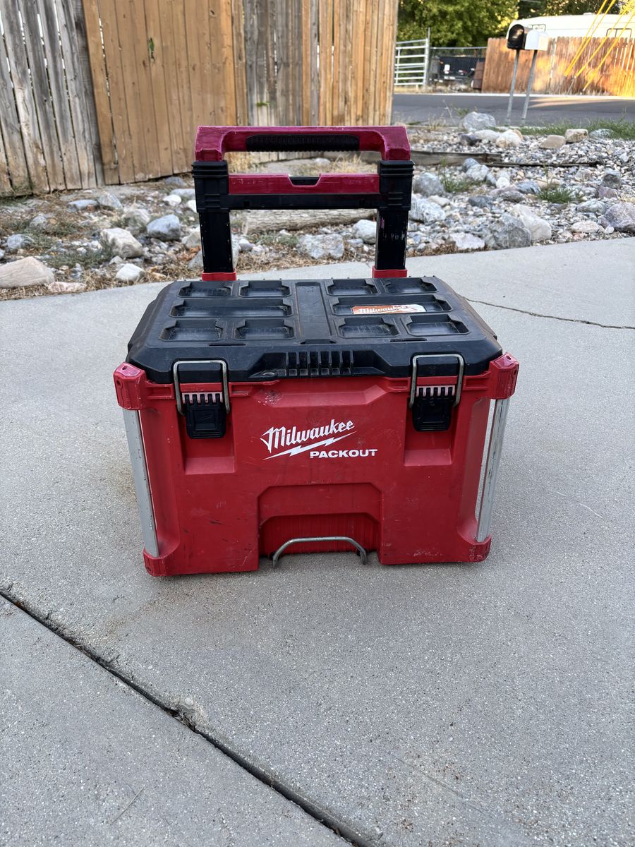 Milwaukee PACKOUT Rolling Tool Box - Red/Black, Heavy-Duty Storage with Wheels