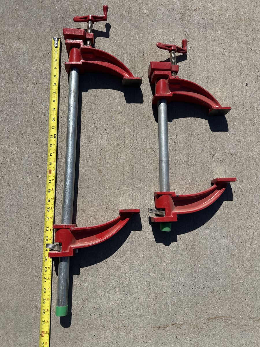 2 Red Pipe Clamps 24 inch