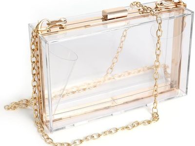 Clear Acrylic Crossbody Purse - Event/Stadium Approved Box Clutch with Gold Chain