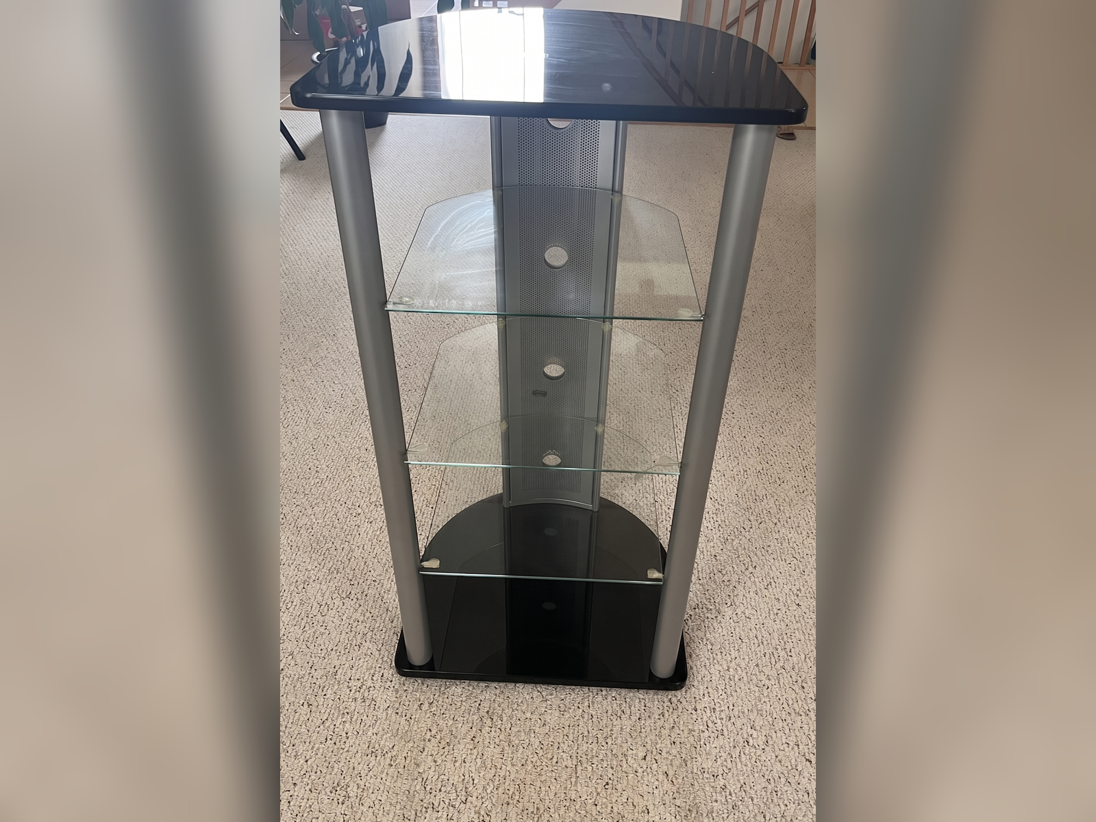 Stereo TV A/V Multimedia Stand with 3 Tempered Glass Shelves