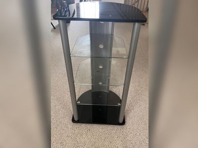 Stereo TV A/V Multimedia Stand with 3 Tempered Glass Shelves