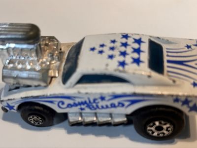 Vintage Matchbox Cosmic Blues Toy Car White With Blue Star Decals Loose
