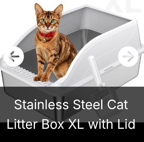Stainless Steel Cat Litter Box XL High Sides Enclosure Plastic Scoop Included (NEW)