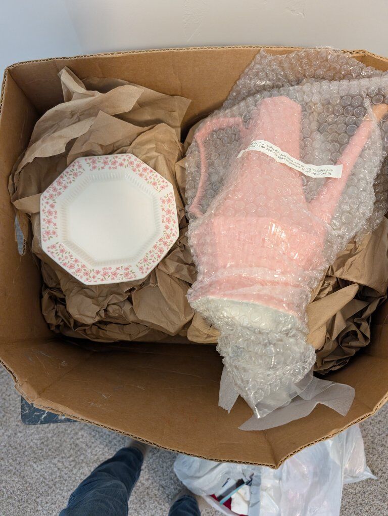 pink independence ironstone interface set