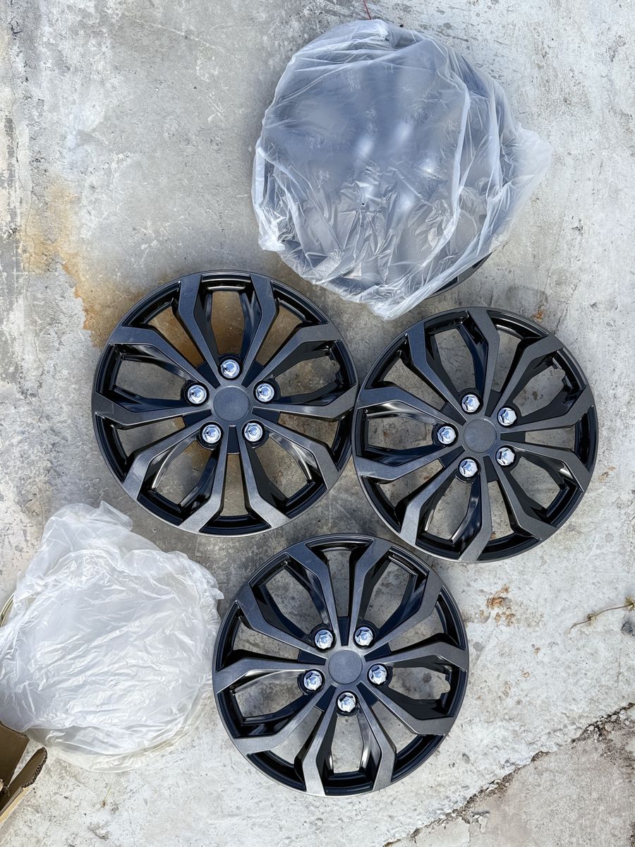 Black & Gunmetal Universal 14 Inch Premium Hubcap