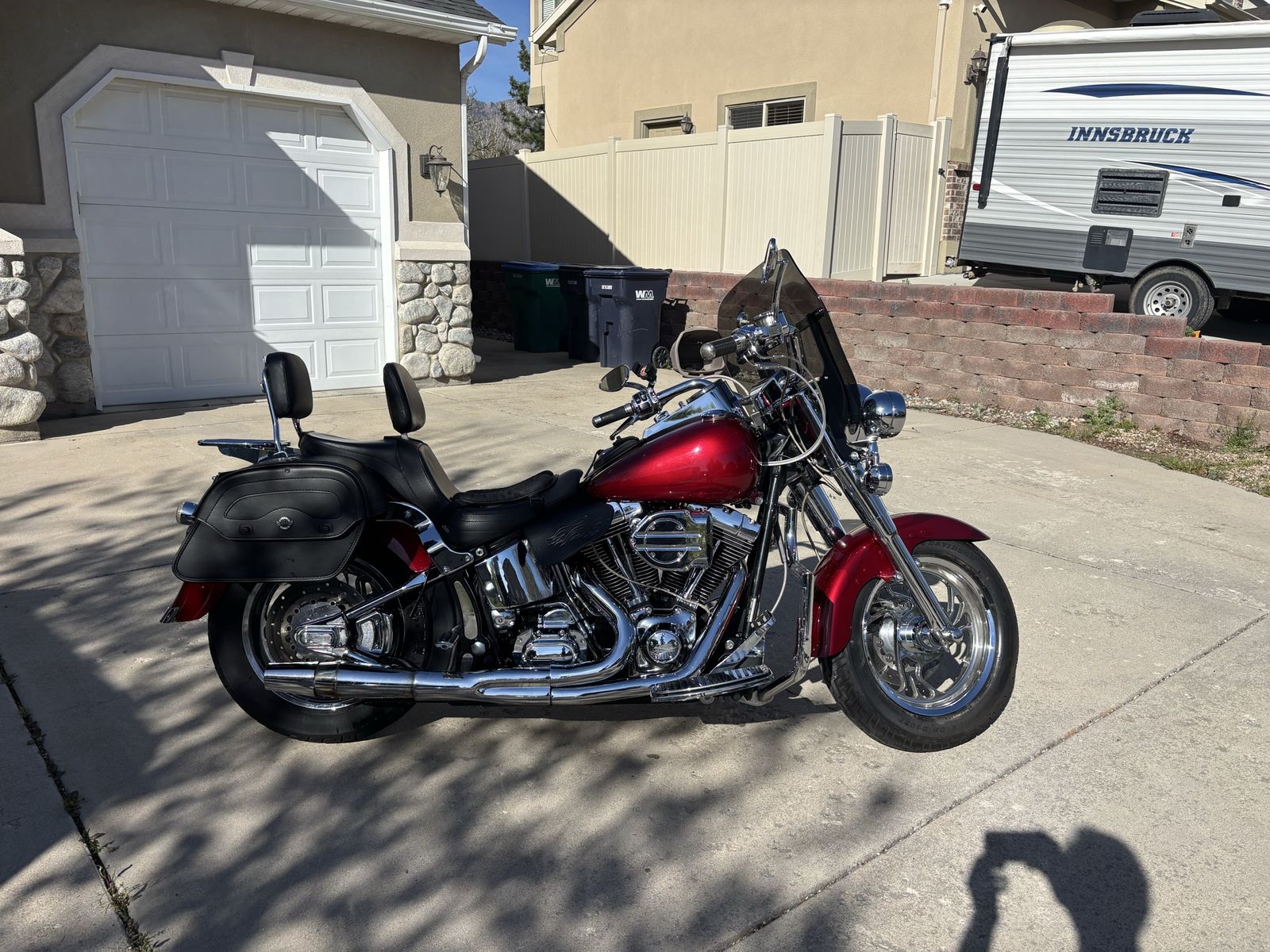 2002 Harley Davidson FatBoy Custom - Candy Apple Red, 25k Miles, Upgraded Engine