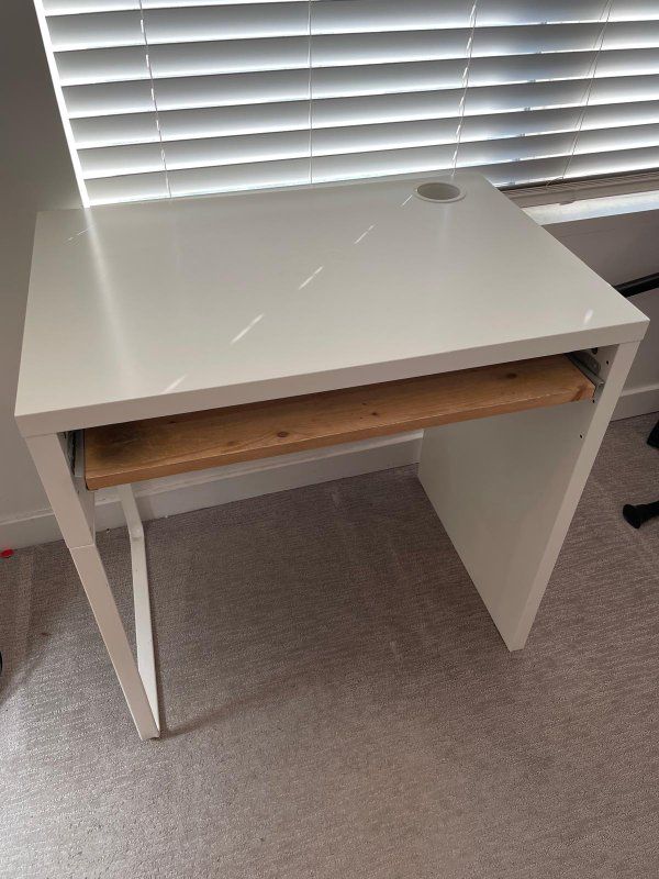 IKEA Micke Desk with Pull-Out Keyboard Tray - White, Compact Home Office Solution
