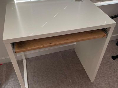 IKEA Micke Desk with Pull-Out Keyboard Tray - White, Compact Home Office Solution
