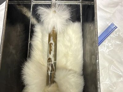 Handcrafted Decorative Wand with White Faux Fur and Crystal Accent
