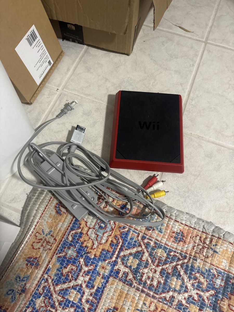 Nintendo Wii Console (Red) with AV Cables - Tested and Working