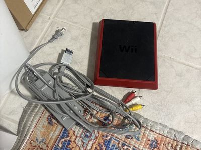 Nintendo Wii Console (Red) with AV Cables - Tested and Working